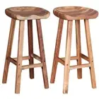 Bar Stools 2 pcs Solid Acacia Wood Kitchen Dining Furniture Modern Home De 44247