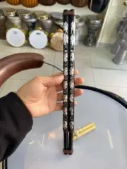 Double-Piped Flute Musical Inflatable Instrument Aluminium Engraved Majouz 12.5”