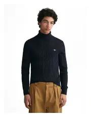 [Gant] Cotton Cable Knit Turtleneck Sweater in Evening Blue