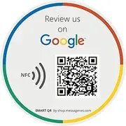 1x Google Round QR and NFC Sticker | 1 Click Reviews | Increase Business Google | with Reusable Dynamic QR | Stick on Counter Wall Window of Your Establishment