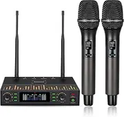Socodox Wireless Microphone System, with Feedback Suppression, Auto Scan & Pair, Reverb - 262ft Range, 2x100 UHF Professional Dual Metal Dynamic Cordless Mics for Karaoke/Church/Wedding/DJ/Meeting