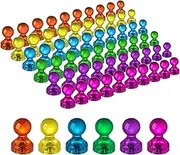HongyiTime 60 PCS Colorful Strong Magnetic Push Pin Magnets, Office Classroom Magnets,6 Assorted Color, Perfect to use as Kitchen Home and School, Map Magnets,Whiteboard Magnets