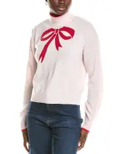 Brodie Cashmere Wool & Cashmere-Blend Lurex Bow Mock Neck Jumper
