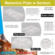 Au 12pc Melamine Plate with Section kitchen Smooth plastic 100% Brand New