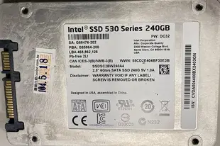 二手Intel 英特爾530系列240G 2.5吋SATA3 SSD固態(測試無壞軌個人保固七天