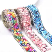 Crystal Rhinestone Trim Hotfix Ribbon Artificial Gemstone Crushed Stone Crafts