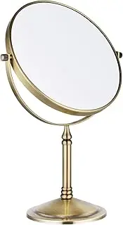 Tabletop Makeup Mirror, Double-Side 1X-10X, 360 Swivel Cosmetic Mirror for Table Desk, No Light Antique Bronze (8 Inch, 10X)