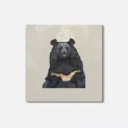 Asiatic Black Bear Animal 4'' X 4'' Square Wooden Coaster