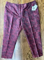Anne Klein Red Pants Women’s 16 Cordoba Red Combo Retro Style Cropped NWT