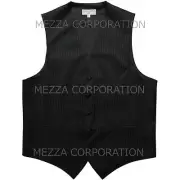 New Men's Tuxedo Vest Waistcoat Vertical Stripes only prom wedding formal Black
