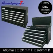 9 Drawer Lockable Tool Chest Toolbox Black Workshop Garage Tools Storage