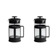 2x Euroline BLK Tea/Coffee Latte Maker/Brewer 1L Glass Plunger French Press Pot