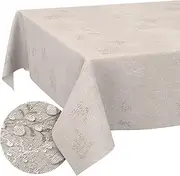 Japondi Beige Fabric Tablecloth Table Linen Cotton Polyester Fabric Washable Easy Care in Round Oval Square Japondi Beige 200 x 140 cm Cut Edge