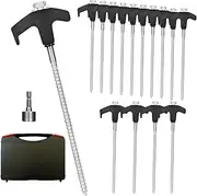 Drillable Tent Stakes, Screw In Tent Pegs, Screw In Tent Pegs, 15 Tent Spikes Canopy Stakes, Drill In Ground Anchors, Easy Setup Ground Stakes, Screw In Tent Stakes For Camping And Hiking