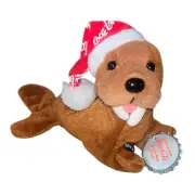 NTW VTG 1998 Coca Cola Walrus Snowflake Santa Nightcap Christmas Bean Bag Plush