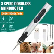 USB Cordless Electric Grinder Drill Engraving Pen 3 Speed Rotary Tool+ Mini Bit