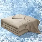 Double Cooling Comforter Set Size,3PCS Soft Breathable Queen Simple Taupe