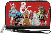 [Buckle-Down] Wizards of the Coast Wallet, Zip Around, Dungeons and Dragons Five Action Figure Group Pose Red, Vegan Leather