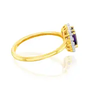0.54 Carat Amethyst and Diamond Ring in 9ct Yellow Gold, K