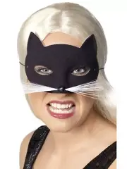 Black Cat Face Eye Mask Whiskers Animal Panther Masquerade Cat Woman Costume