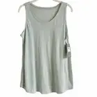 Eileen Fisher U Neck Striped Tank Top Organic Linen Aqua Tan Size Small Coastal