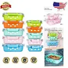 Colorful 10-Piece Glass Meal Prep Containers Set - Stackable & Durable Design
