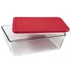 Pyrex 7212 11-Cup Rectangle Glass Food Storage Dish w/ 7212-PC Red Lid Cover
