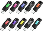 [RAOYI] 10 Pack 32GB USB 3.0 Flash Drives Slide Retractable Memory Stick Bulk Thumb Drive Jump Drive Zip Drive USB Sticks Data Storage Backup for PC Mac (32G, 10 Mixed Color)