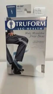 Truform Moderate White 15-20 Mens Dress Support Socks Compression Large NEW