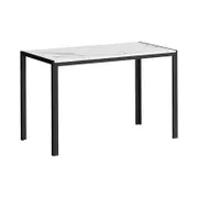 Oikiture 120cm Dining Kitchen Table With Metal Leg White&Black