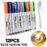 12x Magical Water Painting Pen Floating Markers w/ Spoon For 3-12 Year Toddlers