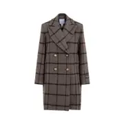 [Patou] Patou-Grey Checkerboard Wool Soft Tailored Coat-Donna 38 FR