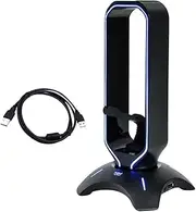 ALSTON RGB Gaming Headset Stand Headphone Holder Universal Stand Desk Organizer with 2 USB 2.0 Charging Port and 8 Light Modes Mouse Wire Bungee Black