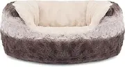 Rosewood 4375 40 Winks Snuggle Oval Plush Dog Bed, Grey/Cream