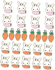 [CIMAXIC] 30Pcs DIY Jewelry Bunny Charms Pendants Alloy Carrot Charms for Necklace and Bracelet
