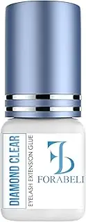 Diamond Clear Eyelash Extension Glue - Forabeli 5ml Crystal Clear Strong Lash Adhesive for Professional Use | Semi Permanent Classic and Volume Eyelash Extensions | 2-3 sec Drying | 6 Week Retention