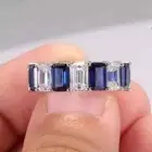 2.20Ct Emerald Cut Lab Created Blue Sapphire Wedding Ring 14K White Gold Plated