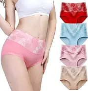 Wryhaul 4PCS Bloomyfit Leak Proof Underwear for Women, Sleekhip - Leakproof High-Waist Tummy-Control Butt-Lifting Panties, Ladies Underwear Panties Leak Proof