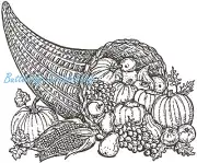 Thanksgiving Cornucopia, Wood Mounted Rubber Stamp NORTHWOODS - NEW, P745