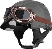 Motorbike Half Helmet Half Shell Helmet with Personalized Goggle Scooter Helmet for Adult Men and Women Street Racing Motorcycle Cruiser DOT/ECE Approved