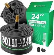 Bicycle Inner Tube 24 x 1.90 > 2.40 (ETRTO 47/62-507) x2 - Schrader Valve 40 mm - Compatible with Children's Bikes/VTC 24 Inch - High Resistance and Elasticity MOOVMOOV