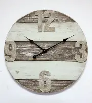 Clock: 60cm (23.5") Large Quality Timber Analog Wall Clock - Classic Faded Theme