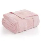 Checkered Pink Throw Blanket,Fluffy Faux Fur Knitted with Soft Microfiber