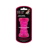 Scream Xtreme Treat Bone Treat Dispensing Dog Toy Loud Pink - 3 Sizes