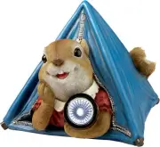 Design Toscano QM2811700 Backyard Camper Squirrel Solar Statue, full color