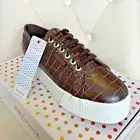Superga Platform Shoes 2790 Womens Sz 9.5 Sneakers Faux Crocodile Brown New $99