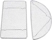 VINTORKY 2pcs Stainless Steel Bbq Cooling Rack Heat Resistant Barbecue Grill Mesh for Indoor Outdoor Cooking Half Easy to Clean Portable Bbq Tool