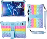 Jarttarn Soft Bubble Kids Case Compatible with Samsung Galaxy Tab A8 10.5 inch (SM-X200/X205) 2022 Silicone Stand Cover with Should Strap and Pen (Color Sky Blue)