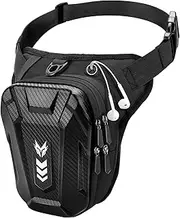 ISEYOU Thigh Bag, Drop Leg Bag for Women Men, Motorcycle Leg Bag with Leg Strap, Expandable Storage Leg Pouch for Racing Bike Cycling Horse Riding Hiking Camping Fishing Travel Outdoor, Black, One