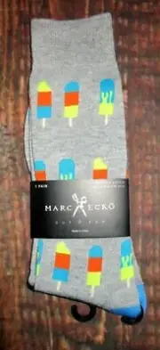 MENS MARC ECKO ICE CREAM POPSICLE GRAY CREW SOCKS (SHOE SIZE 6-12)